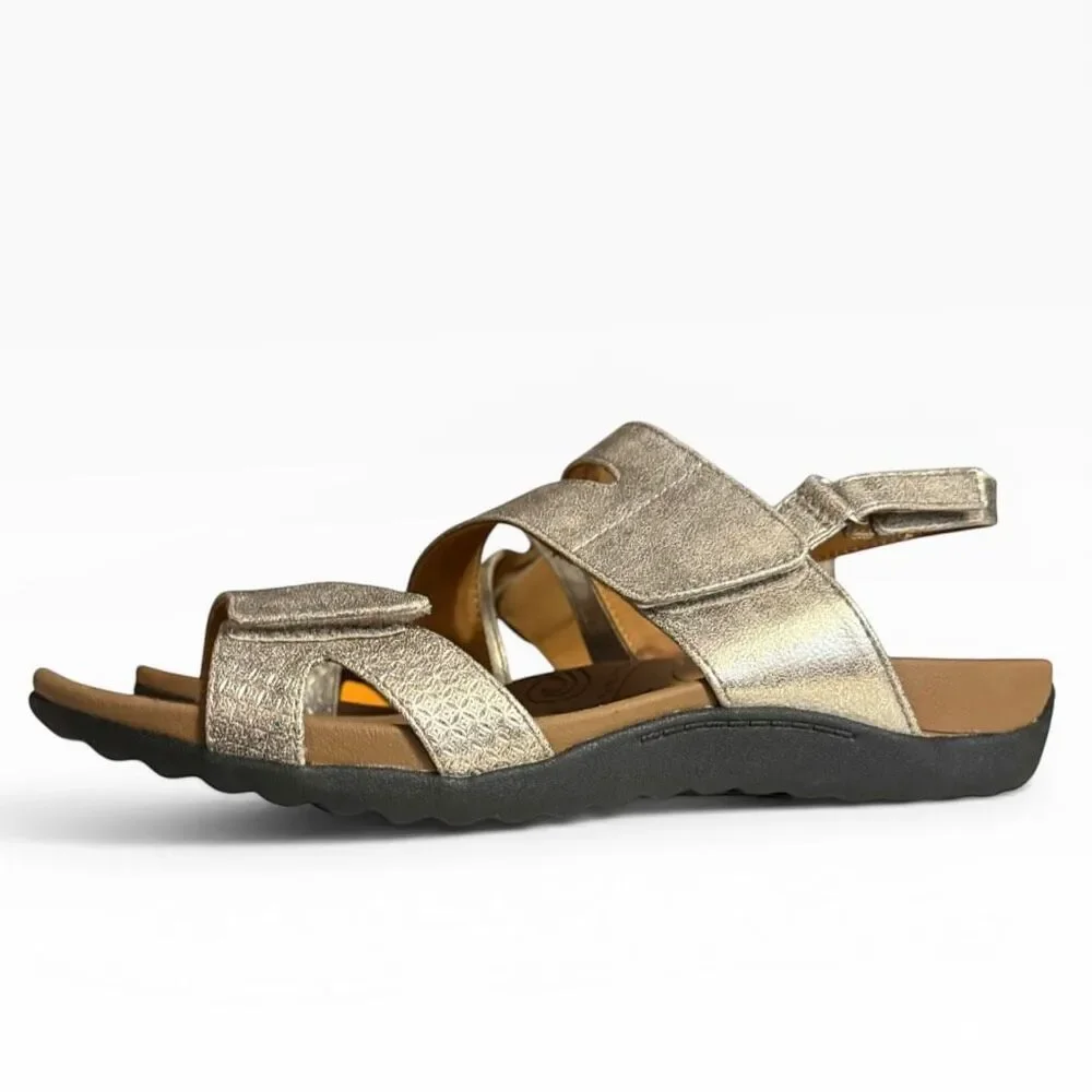 Rockport Ridge Asymmetrical Sandals Women's size 8.5 Adjustable Metallic Gold